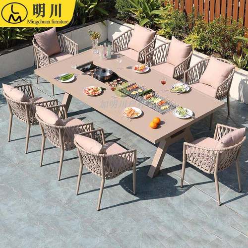 新款铝合金户外庭院BBQ烧烤桌别墅露台阳台露天花园烧烤桌子