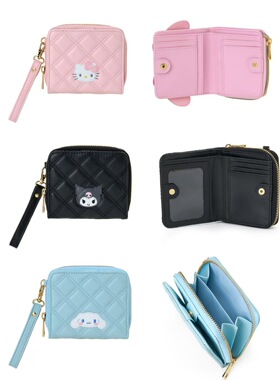 新款Kuromi/玉桂狗KT卡通绗缝双折钱包短款卡片纸币钱包银包
