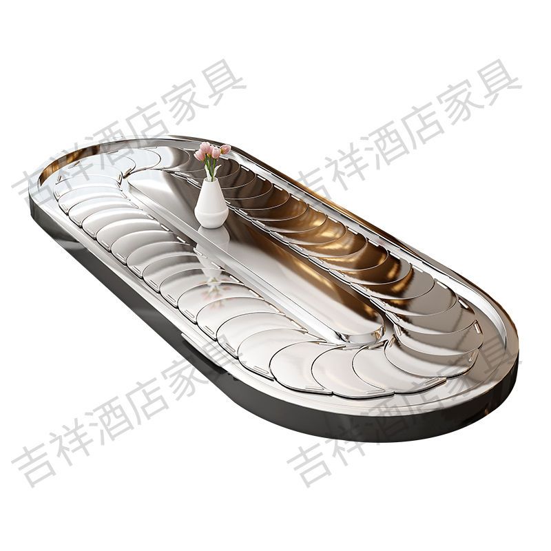 长方形椭圆传送带不锈钢餐桌转盘