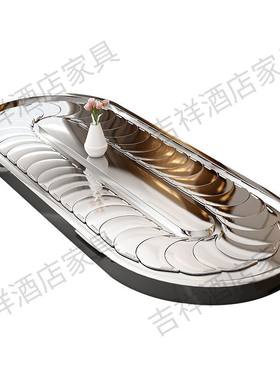长方形椭圆传送带不锈钢餐桌转盘