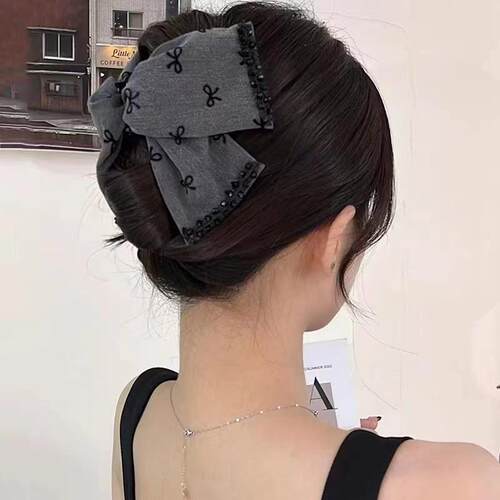 【小乐专享】Muusu高级感复古布艺蝴蝶结抓夹女新款盘发鲨鱼夹