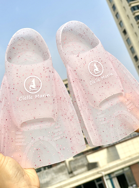 ciellemarin喜马林游泳硅胶玫瑰金由泳训练蛙鞋带闪超隐形脚蹼