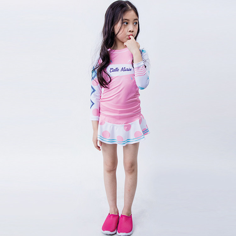 潜水服女童分体上衣防晒速干冲浪游泳衣浮潜服亲子韩国短裙儿童