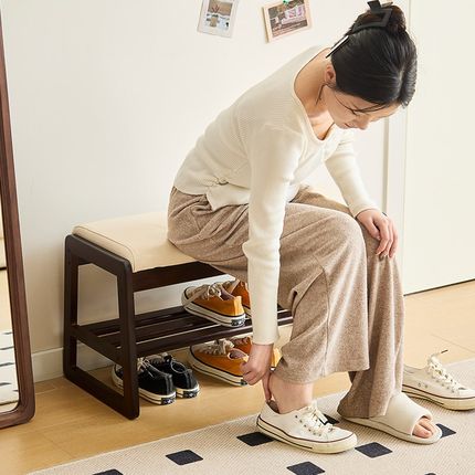 全实木换鞋凳家用门口可坐鞋柜坐凳一体入户长条凳玄关鞋架脚踏凳