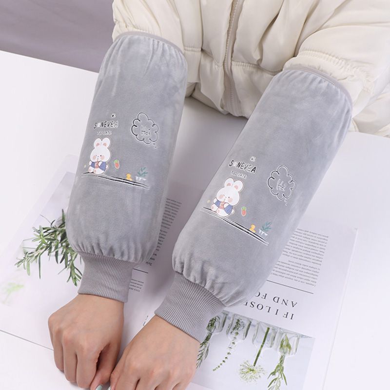 毛绒长款袖套防脏套工作防污