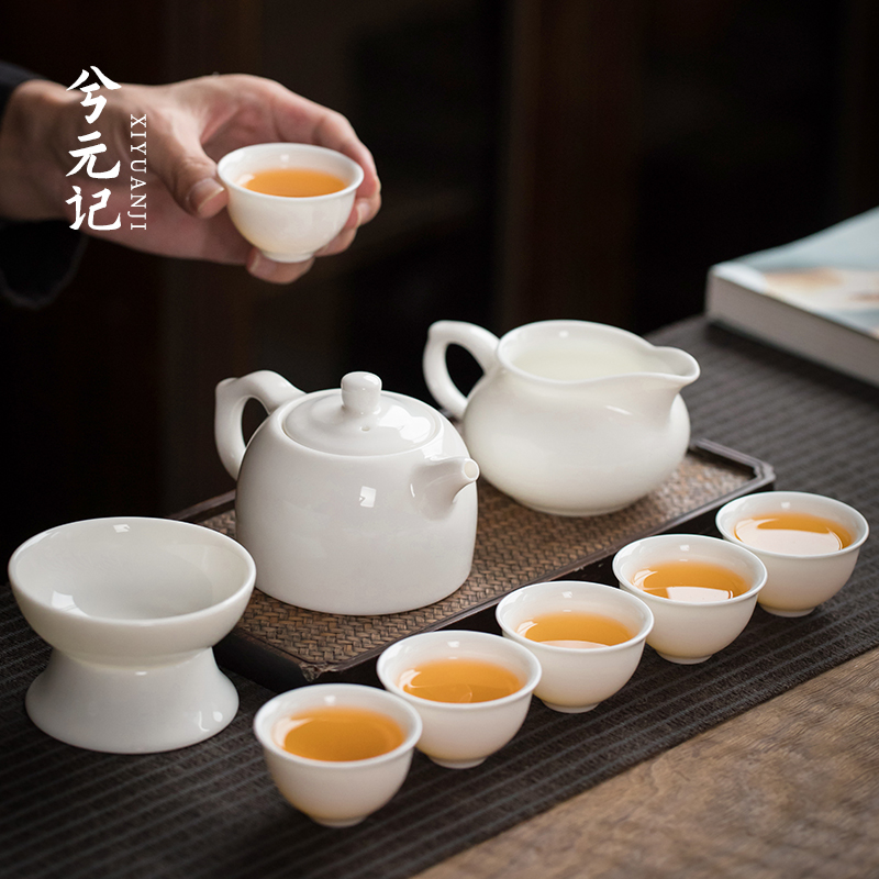 德化白瓷茶具套装家用茶壶茶杯功夫泡茶小套简约羊脂玉瓷礼盒装