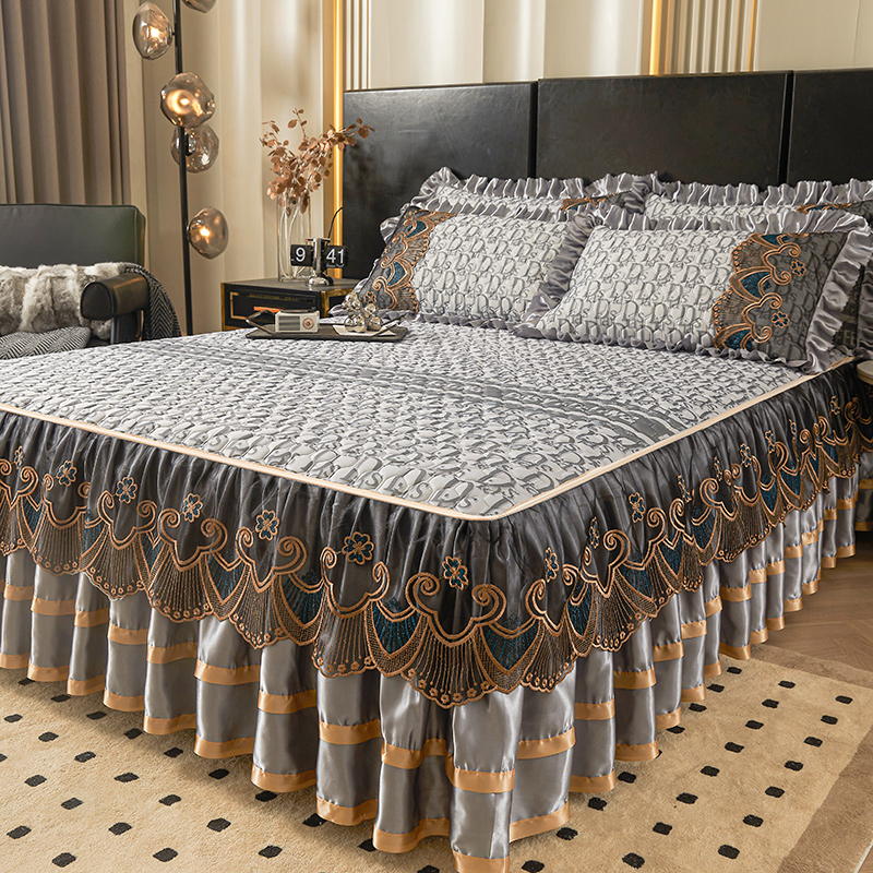 夏季床裙冰丝乳胶凉席三件套加厚可以拆卸水洗床罩床套空调软席子