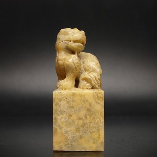 巴林石湖水绿冻石瑞兽雕钮印章篆刻石料20*20*50mm