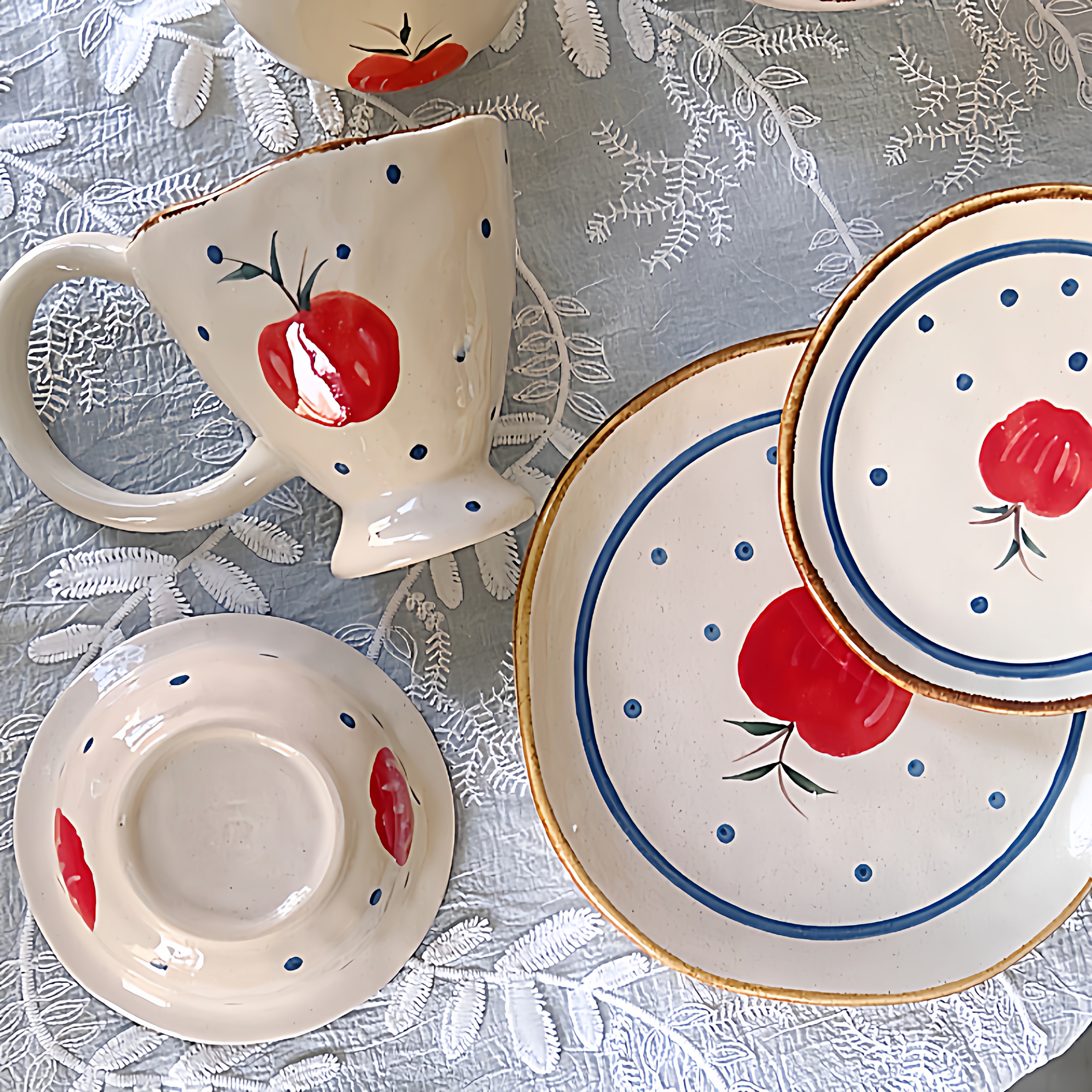 玫瑰家手作ins风红苹果可爱陶瓷餐具咖啡杯沙拉盘深盘甜品水果盘,餐饮具,马克杯,淘宝优惠券,粉丝福利购,淘宝优惠卷