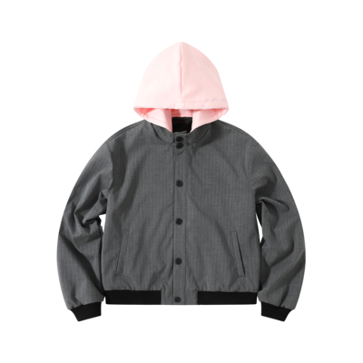 YS MERCH 可替换帽子*条纹立领夹克