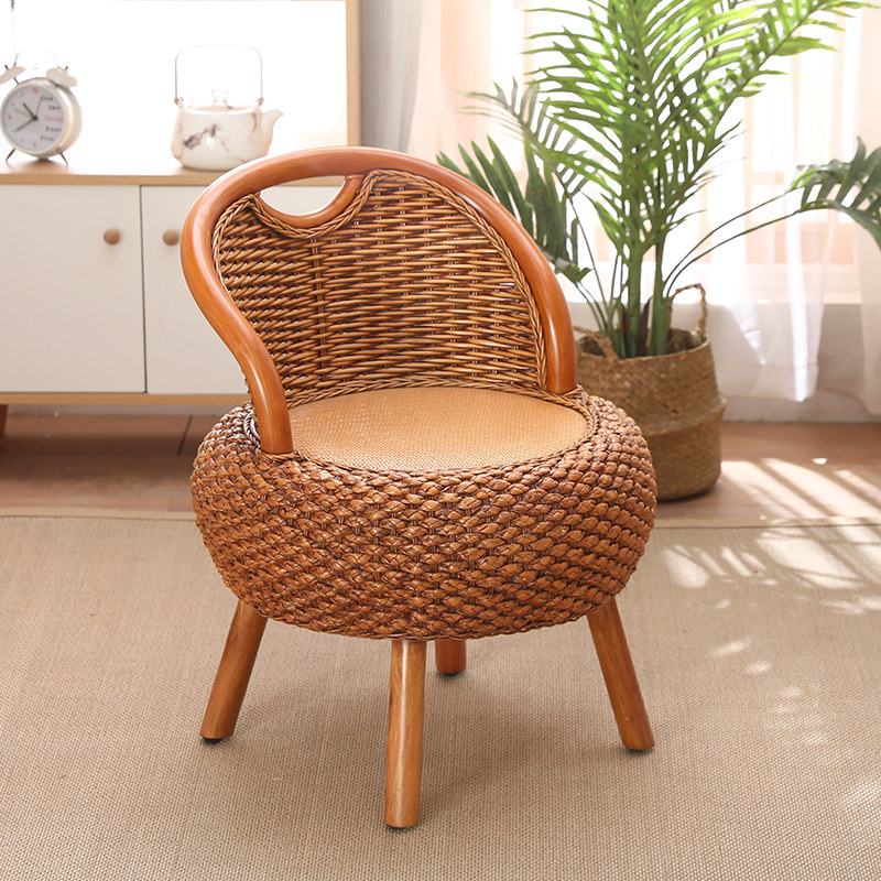 藤编小藤椅家用阳台实木单人靠背椅矮凳三件套新中式日式凳子椅子,住宅家具,阳台椅,淘宝优惠券,粉丝福利购,淘宝优惠卷