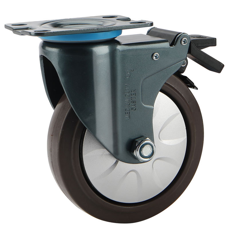 轮3寸4寸5寸脚l轮橡胶平板脚轮工业轮推车轮子活动静音刹车轮