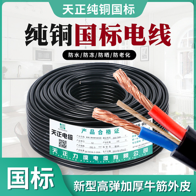 国标纯铜2芯软电缆线电线1.5 2.5平方家用铜芯护套线电源线延长线