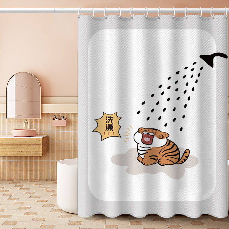 卡通浴帘防水布卫生间加厚防霉隔断挂帘高档浴室帘浴帘套装免打孔,家庭/个人清洁工具,浴帘,淘宝优惠券,粉丝福利购,淘宝优惠卷