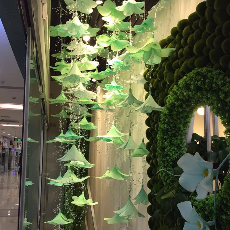 春季珠宝店橱窗水晶百合花吊饰服装店美陈商场展厅场景布置道具