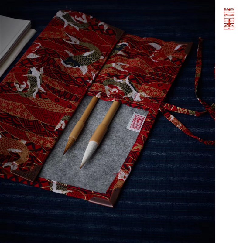 笔帘笔袋中式简约日式书画文房用品卷笔袋小楷白云笔收纳