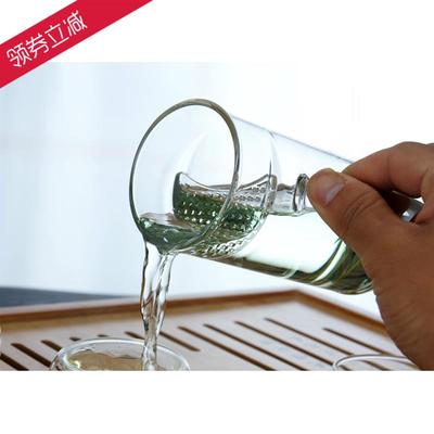 加厚耐热半月牙杯玻璃茶杯过滤泡茶杯办公室滤茶透明家用绿茶杯子
