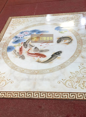 新中式客厅拼花瓷砖800x800大理石地板砖入户玄关图案造型地砖