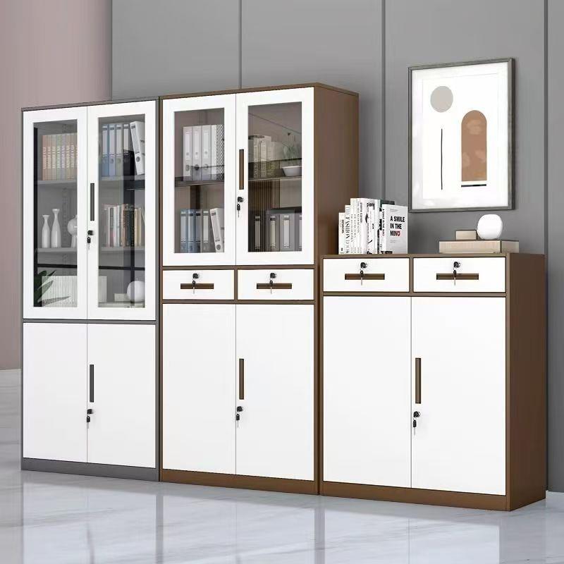 钢制窄边办公室文件柜书柜铁皮柜矮柜档案资料财务凭证带锁储物柜