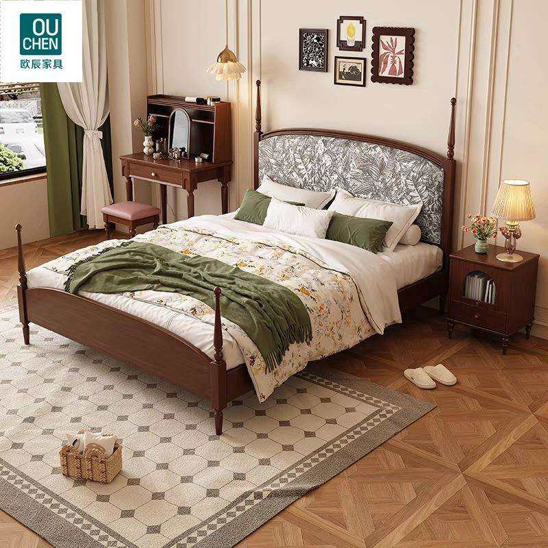中古风田园复古实木床主卧1.8米双人床家用婚床1.5米美式单人床,鲜花速递/花卉仿真/绿植园艺,割草机/草坪机,淘宝优惠券,粉丝福利购,淘宝优惠卷