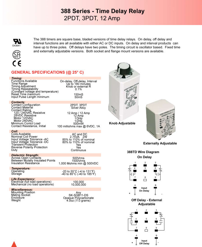 供应各式原装进口时间延迟继电器388ACPSRX-73