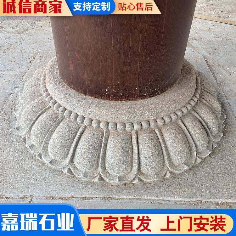 青石仿古石雕柱础石中式空心柱墩柱顶石仿古石柱墩柱基石石柱墩