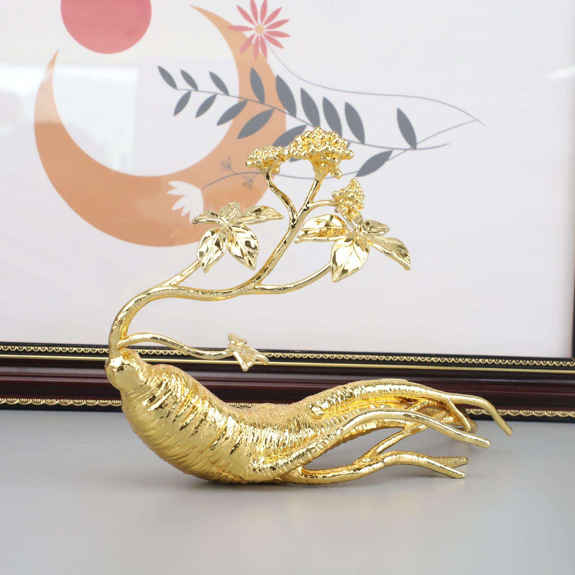 现代简约创意金属人参摆件样板房书房软装饰品家居玄关柜工艺品