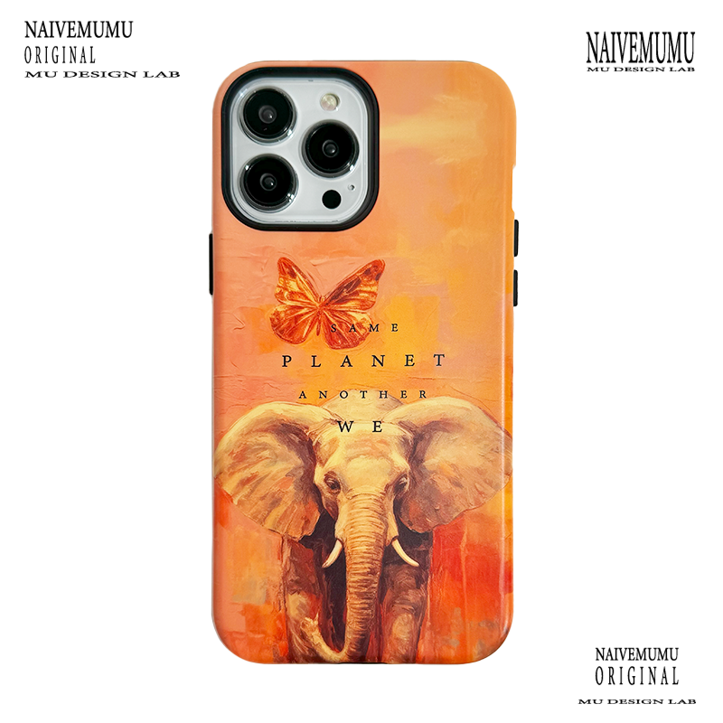 原创小众韩国进口菲林适用苹果17promax手机壳iphone16不会撞新款全包5艺术防摔高级感ins二合一黄金蝴蝶大像