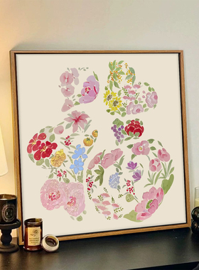 繁花福字DIY数字油画手绘材料包新年手工礼物治愈解压客厅装饰画