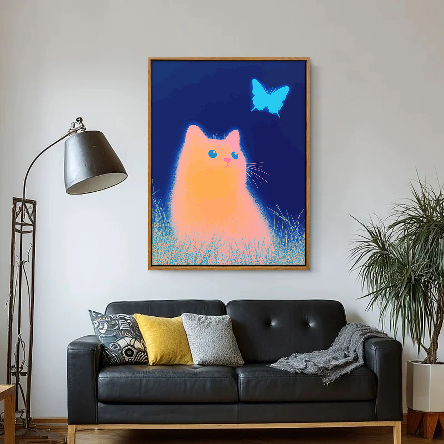 光影小猫DIY数字油画手工艺术品丙烯油彩画治愈可爱小动物装饰画图片