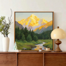 日照金山DIY数字油画材料包手绘填色治愈解压高级感风景装 饰挂画