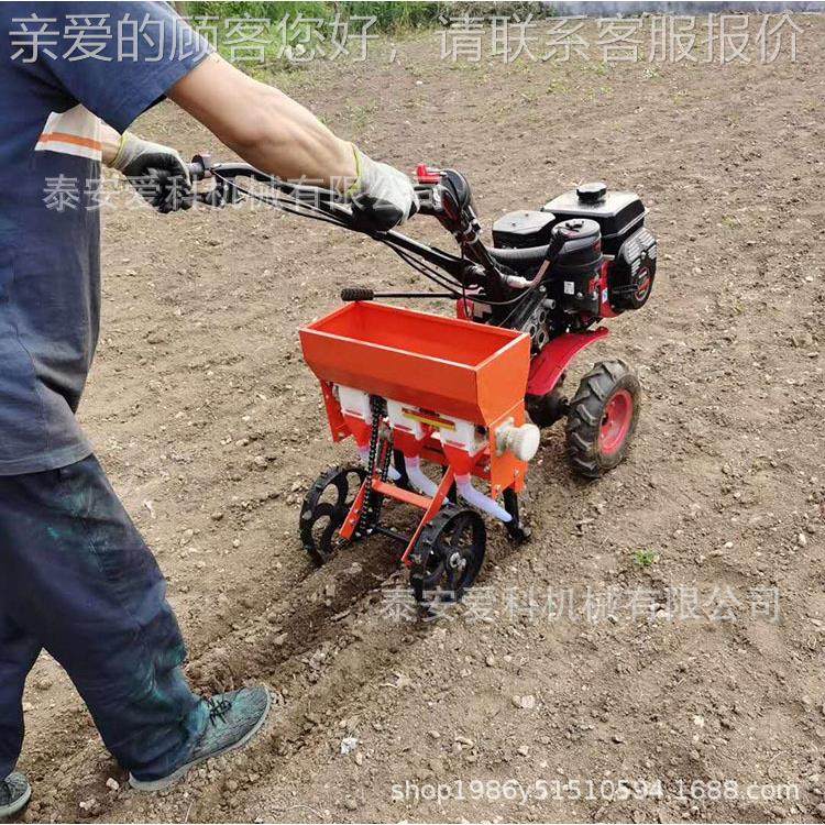 小型谷子蔬菜微耕机套播种施配肥一体单播机和双播玉种谷物米行距