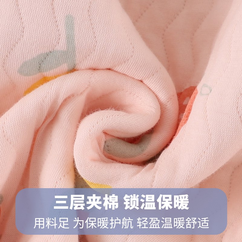 婴幼儿冬季保暖裤子新生儿男女宝宝夹棉无骨按扣开裆裤腰围可调节