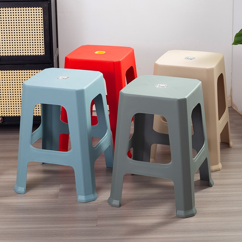 时尚创意家用加厚塑料凳子户外学生大排档椅子成人红色方凳防滑