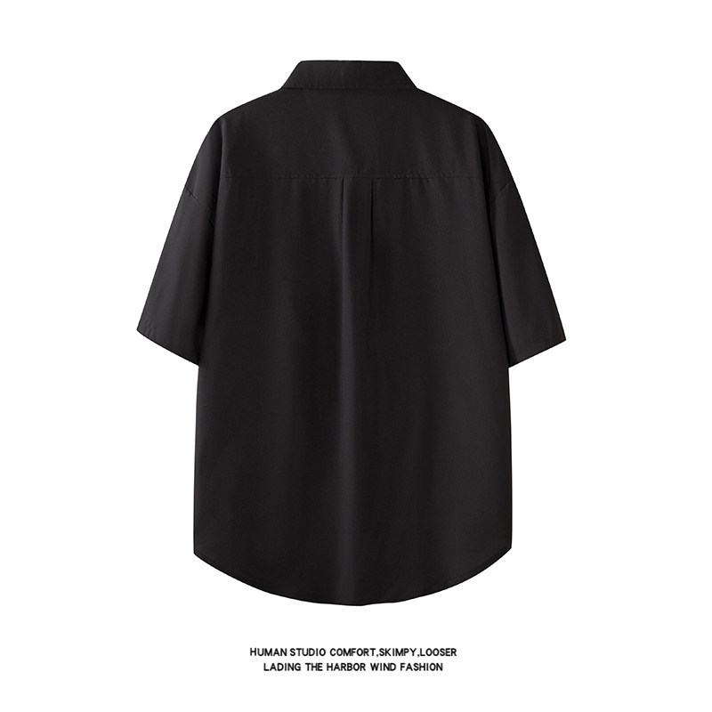 21春夏调酒师KTV美发理发店技师宽松工作服男女短袖衬衫定制LOGO