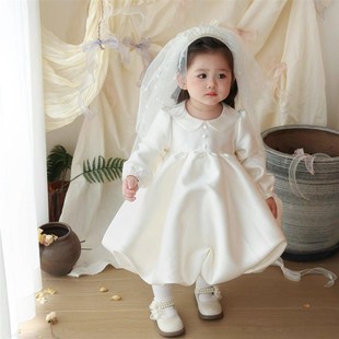 女童日常可穿礼服裙子平时冬天百日宴女宝宝冬季宴装生日礼物周岁