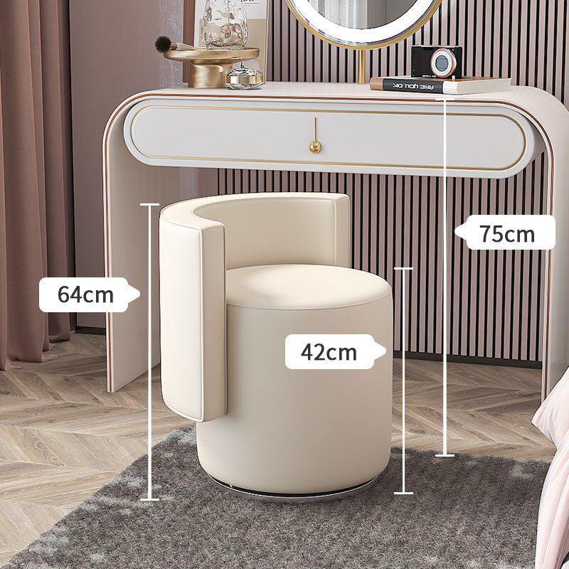 化妆凳轻奢高级感网红女生主卧室梳妆台凳子奶油风旋转靠背美甲凳
