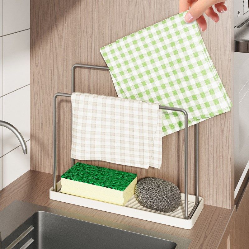 厨房抹布沥水架水池水槽边海绵毛巾洗碗布专用桌面收纳304不锈钢,厨房/烹饪用具,抹布架/厨房清洁收纳架,淘宝优惠券,粉丝福利购,淘宝优惠卷