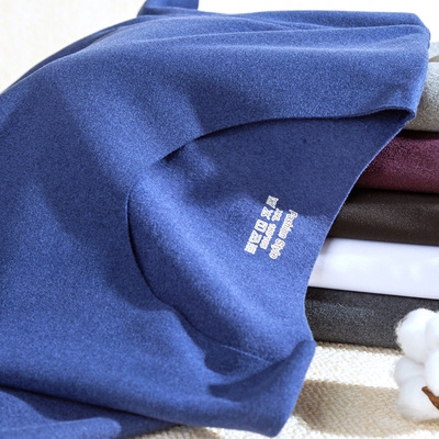 2件德绒保暖短袖T恤男加绒加厚圆领磨毛发热内穿打底衫内衣秋冬季