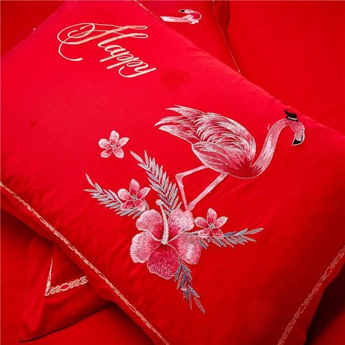 四件套全棉纯棉结婚用 新婚被套大红60支床上四件套婚庆4结婚喜被