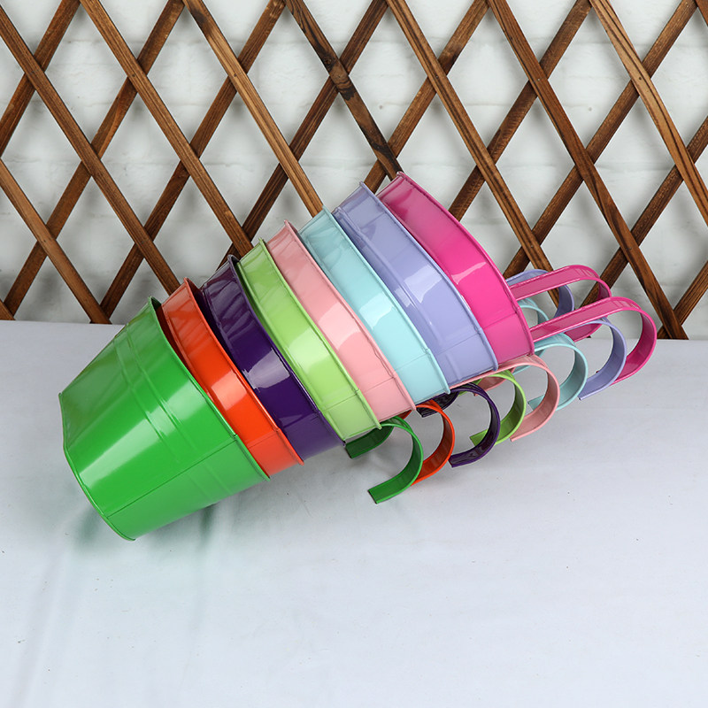 悬挂椭圆花盆铁艺花架阳台栏杆挂盆垂吊花园围栏铁艺挂桶植物盆栽