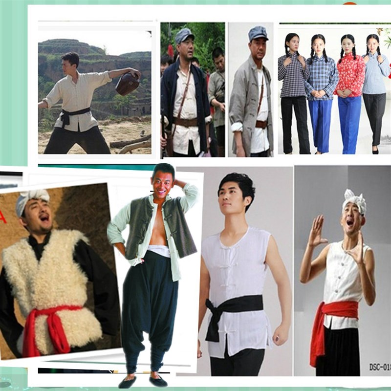 阿宝演出服陕北农民服农夫武工队游击队王二小表演服摄影楼服装