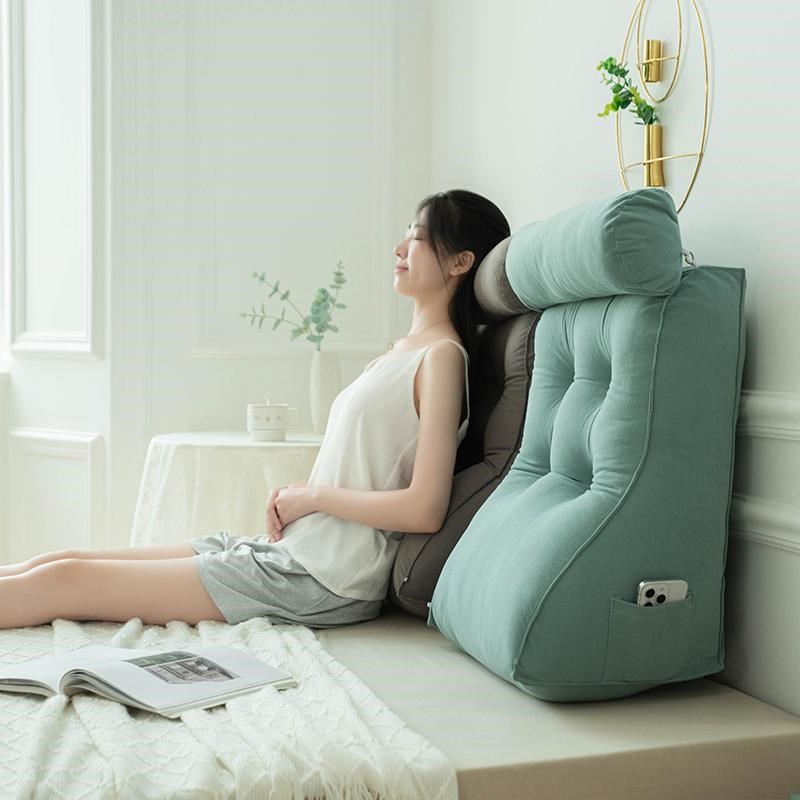 新款床头靠垫护腰沙发三角靠背床上榻榻米软包靠枕护腰护颈可拆洗