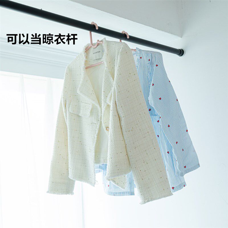 白色黑色超长烤漆伸缩杆免安装浴帘杆窗帘杆撑杆免打孔门帘3米4米