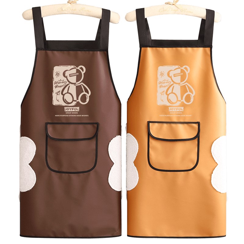 PU免洗防水围裙2024新款厨房家用水产餐饮围腰工作服定制logo印字