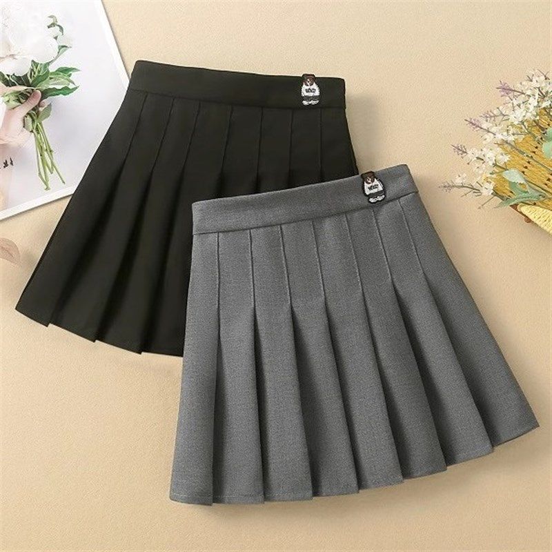 女童百褶西装半身裙春秋2024新款中大童洋气JK百搭短裙宝宝学院裙