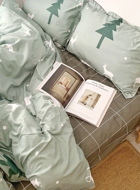 包邮!老客户碧入款 不起球不掉色精梳棉床上用品四件套21440水洗