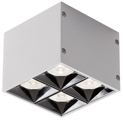 超薄led防眩斗胆射灯无主灯吸顶筒灯四头方形卧室射灯明装房间灯