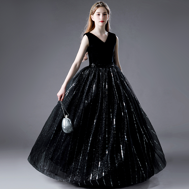 少女中大童小提琴音乐会演奏晚礼服高端女童钢琴主持人才艺公主裙