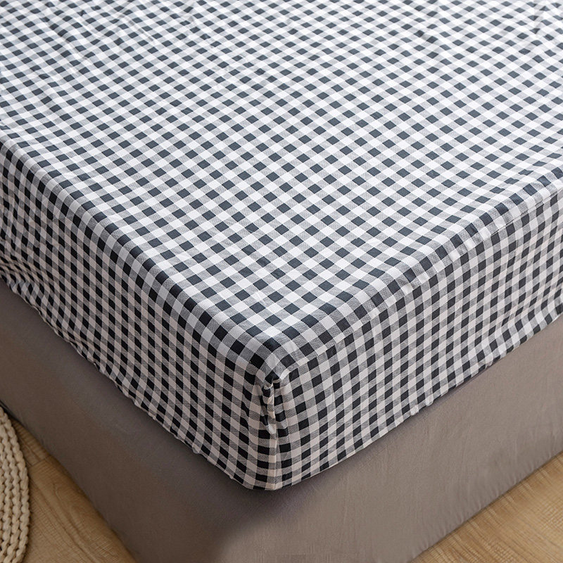 黑白纯棉床笠单品全棉斜纹黑白百搭床品单件席梦思床垫套棕垫枕套